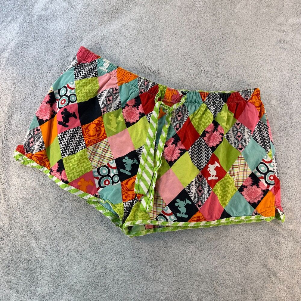 Disney Parks Patchwork Mickey Mouse Shorts XL Colorful Cotton
